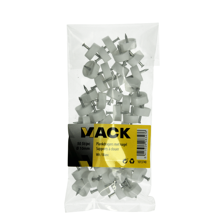 Mack 1013740 - 50 plankdragers + nagel wit ø 10 mm | 10 stuks
