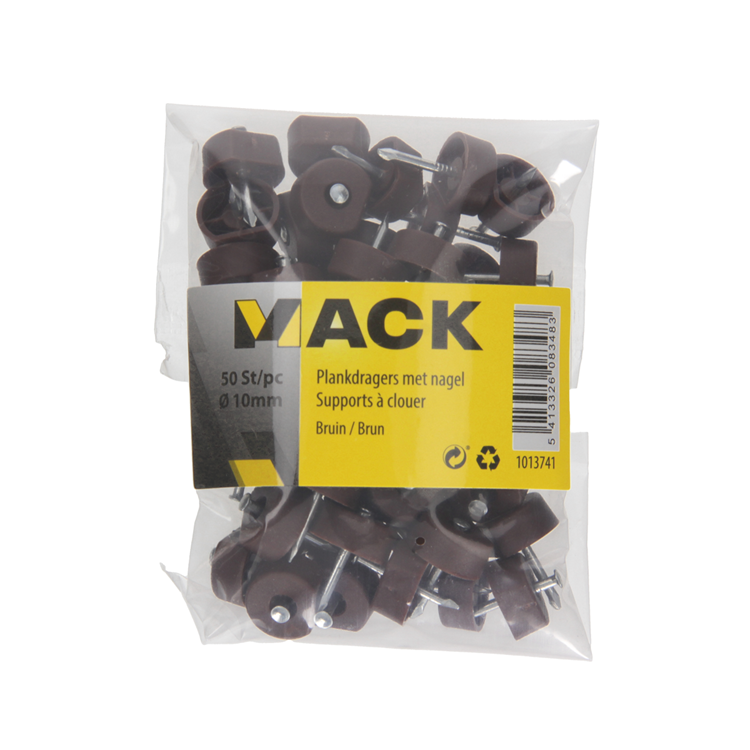Mack 1013741 - 50 plankdragers + nagel bruin ø 10 mm | 10 stuks
