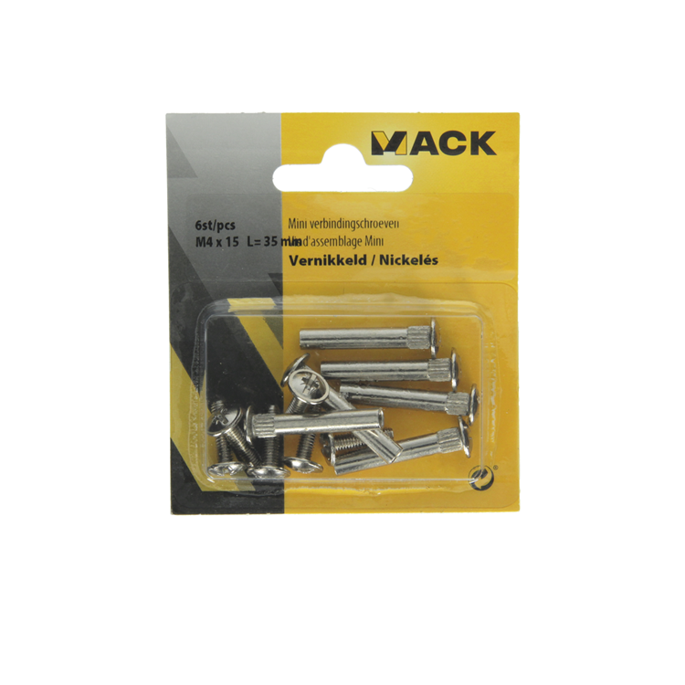 Mack 1013783 - 6 mini verbindingsschroeven vernikkeld ø 5 mm 30-40 mm | 10 stuks