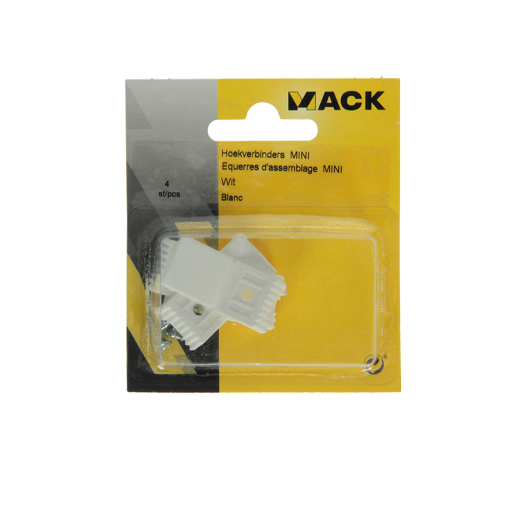 Mack 1013797 - 4 hoekverbinders mini wit | 5 stuks