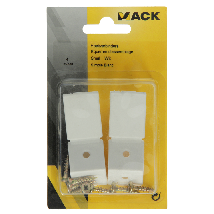 Mack 1013641 - 4 hoekverbinders smal wit | 5 stuks