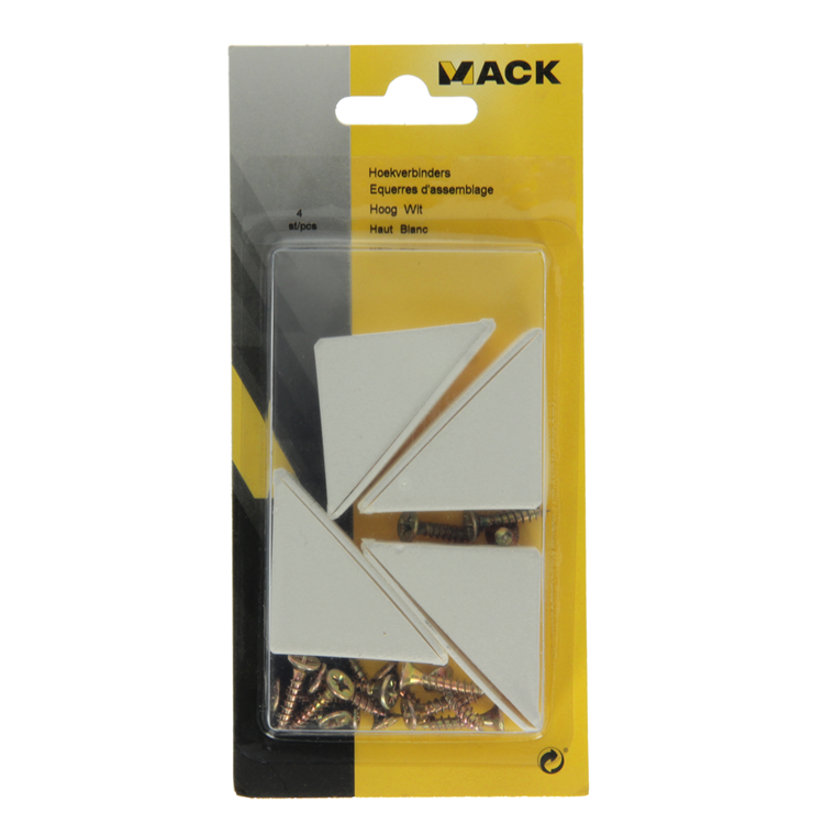 Mack 1013643 - 4 hoekverbinders hoog wit | 5 stuks