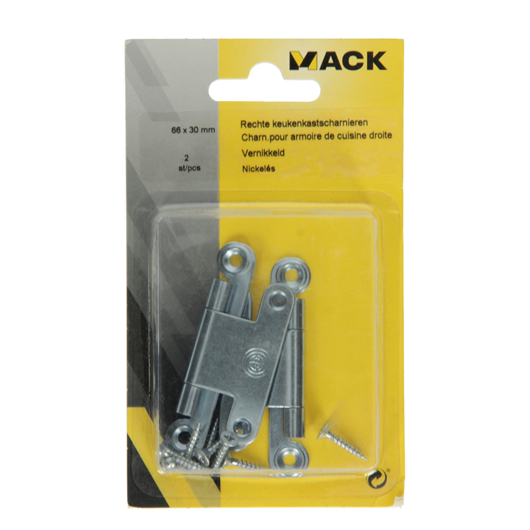 Mack 1013900 - 2 semi verborgen kastscharn. vernikkeld h 66 x b 30 mm | 5 stuks