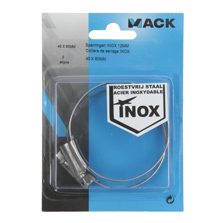 Mack 1011666 - 2 spanringen inox 12mm 40x60mm | 10 stuks