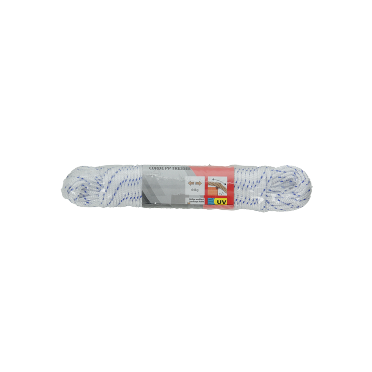 Mack 1014930 - pp gevlochten wit blauw streng2mm 20m | 5 stuks