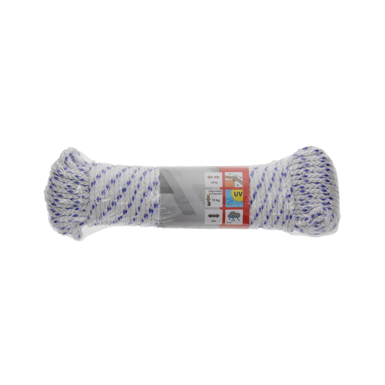 Mack 1014931 - pp gevlochten wit blauw streng3mm 20m | 5 stuks