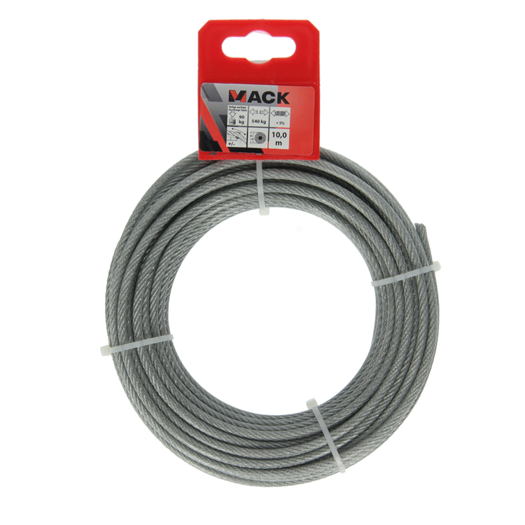 Mack 1015196 - staalkabel pvc mantel 6x7 10m 3-4mm wll 100kg din en12385-4 | 5 stuks