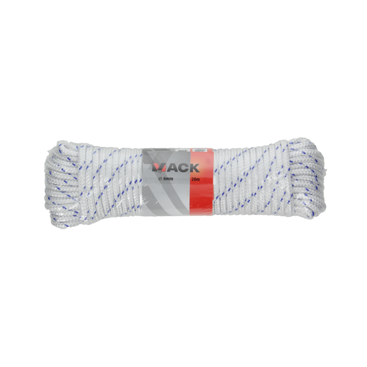 Mack 1013976 - pp gevlochten wit blauw streng6mm 20m | 5 stuks