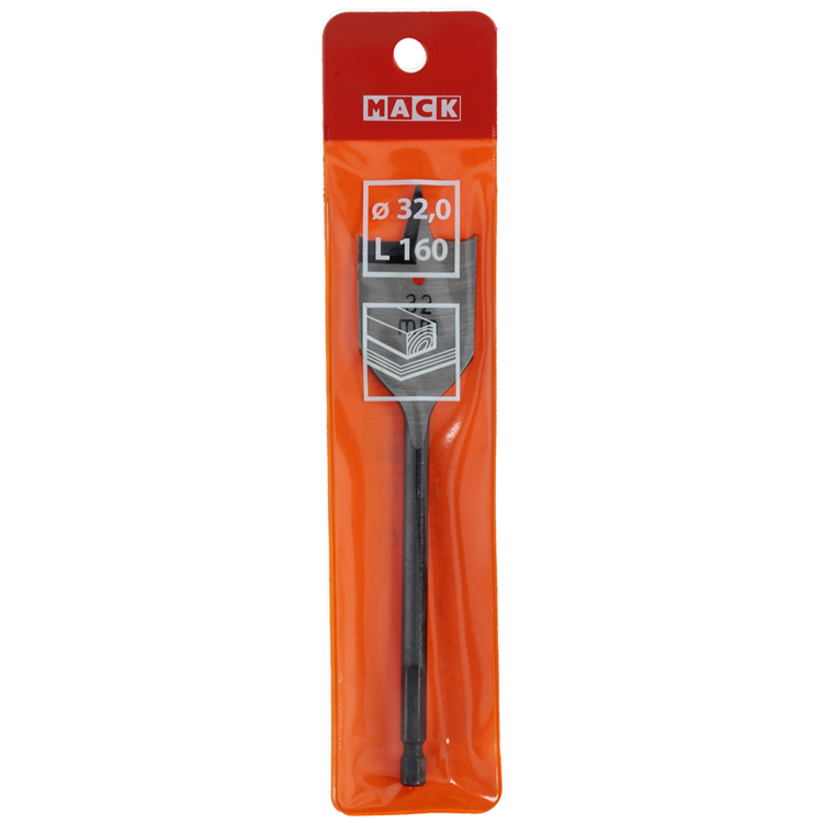 Mack 1018256 - platte houtboor din 7487 ø 32,0 x 160 mm | 5 stuks