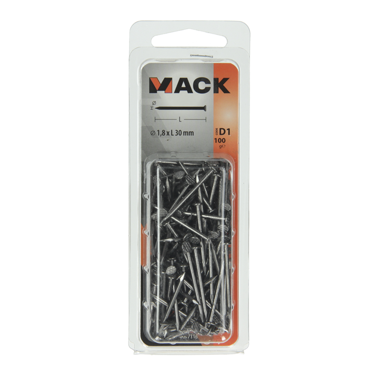 Mack 1017116 - nagel platte kop 100 gr 1,8 x 30 mm | 5 stuks