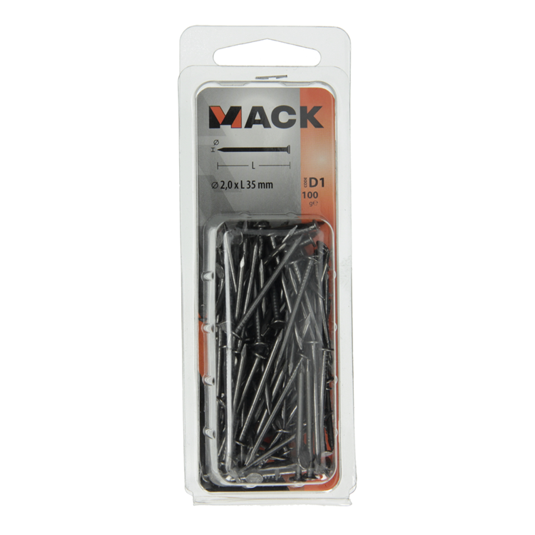 Mack 1017117 - nagel platte kop 100 gr 2,0 x 35 mm | 5 stuks
