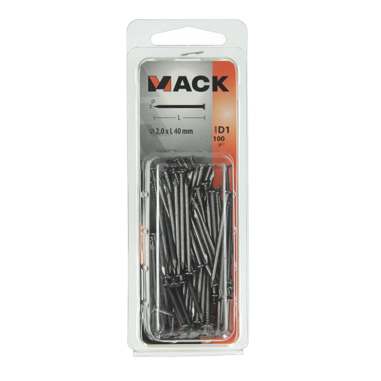 Mack 1017118 - nagel platte kop 100 gr 2,0 x 40 mm | 5 stuks