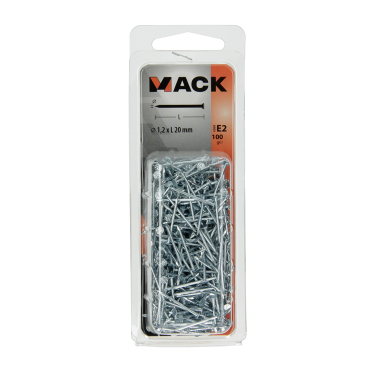Mack 1017148 - nagel platte kop staal verzinkt 100 gr 1,2 x 20 mm | 5 stuks