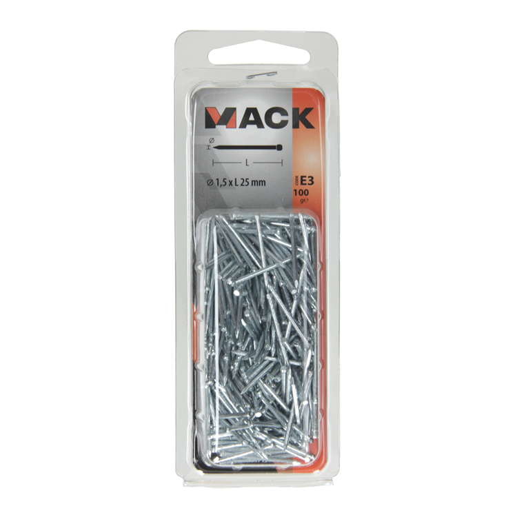 Mack 1017157 - nagel ronde kop staal verzinkt100 gr 1,5 x 25 mm | 5 stuks