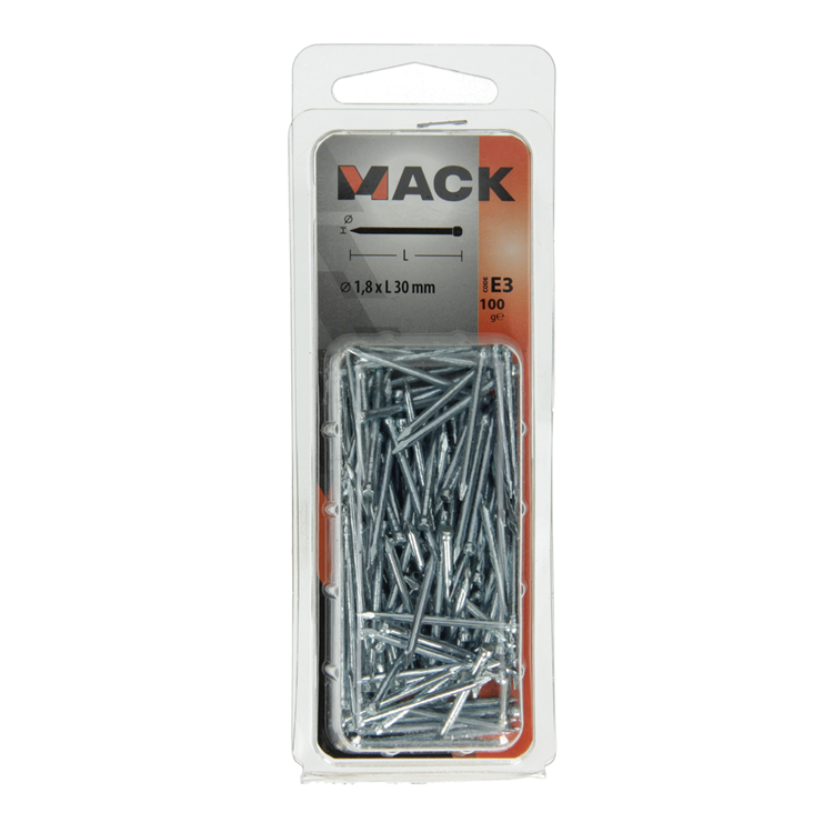 Mack 1017158 - nagel ronde kop staal verzinkt100 gr 1,8 x 30 mm | 5 stuks