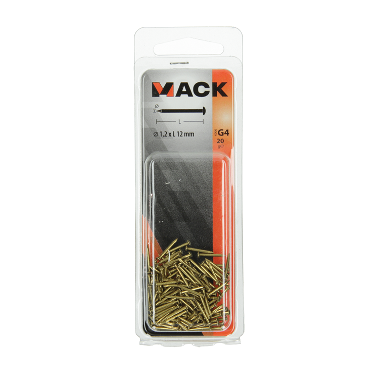 Mack 1017167 - nagel bolle kop messing 20 gr 1,2 x 12 mm | 10 stuks