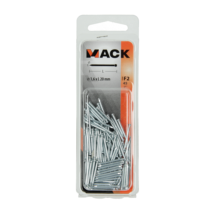 Mack 1017174 - nagel ronde kop staal gehard 45 gr 1,6 x 20 mm | 10 stuks