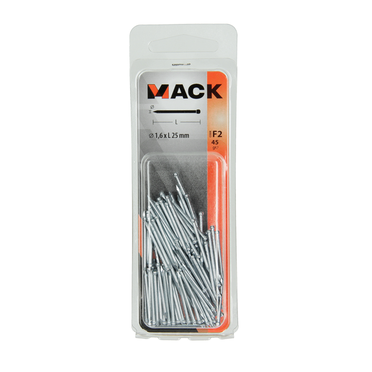 Mack 1017175 - nagel ronde kop staal gehard 45 gr 1,6 x 25 mm | 10 stuks