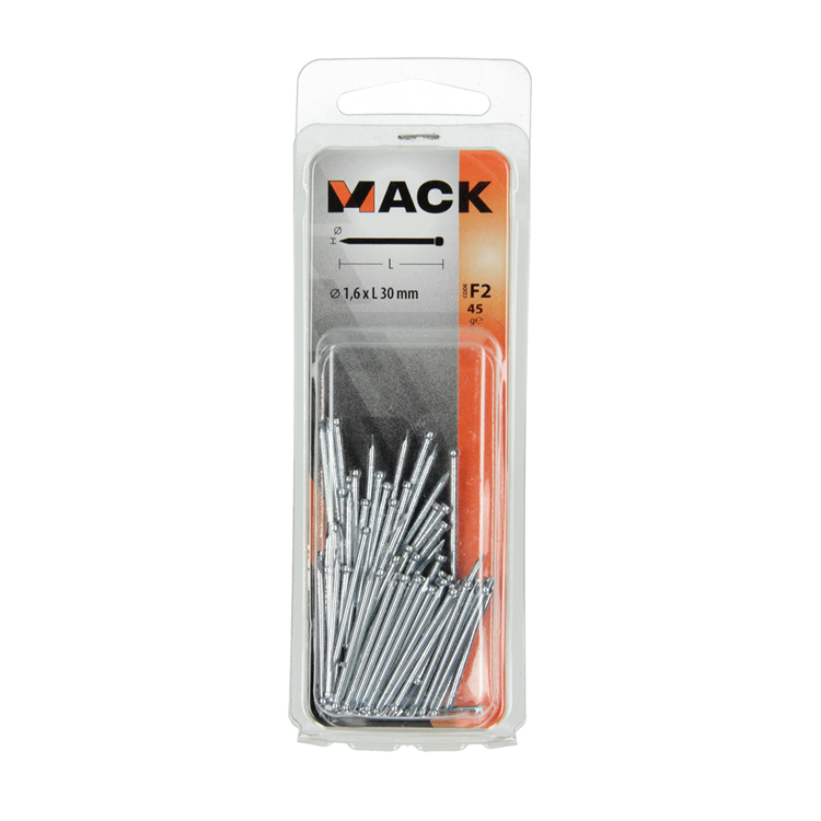 Mack 1017176 - nagel ronde kop staal gehard 45 gr 1,6 x 30 mm | 10 stuks