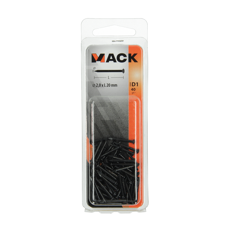 Mack 1017178 - staalnagel bvk staal geblauwd 40 gr 2,0 x 20 mm | 10 stuks