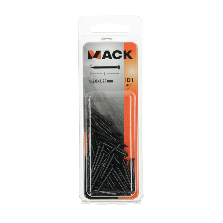 Mack 1017179 - staalnagel bvk staal geblauwd 40 gr 2,0 x 25 mm | 10 stuks
