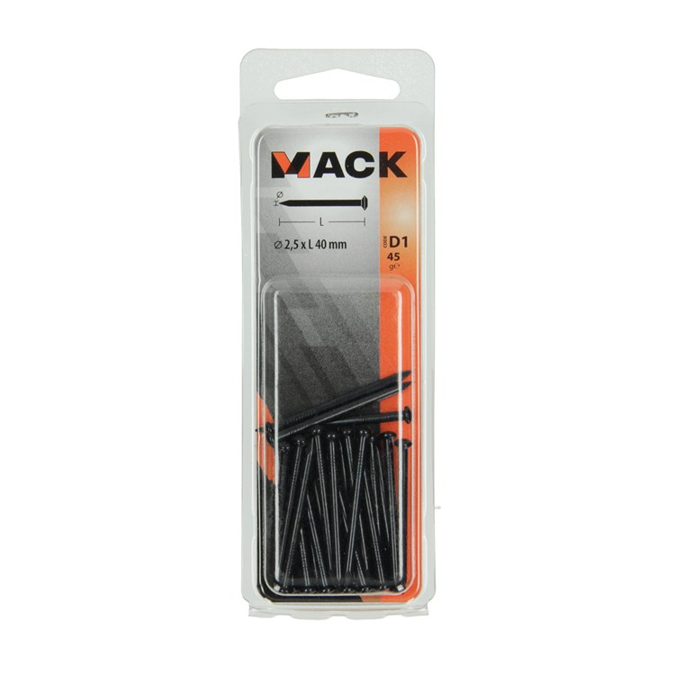 Mack 1017181 - staalnagel bvk staal geblauwd 45 gr 2,5 x 40 mm | 10 stuks