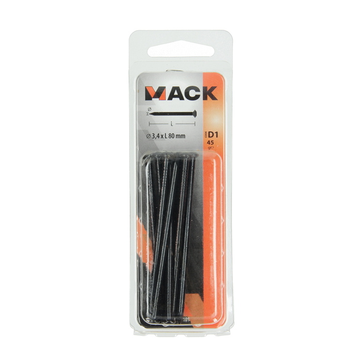 Mack 1017185 - staalnagel bvk staal geblauwd 45 gr 3,4 x 80 mm | 10 stuks