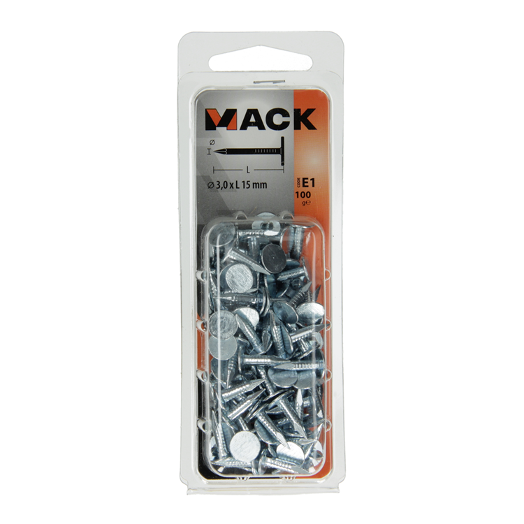 Mack 1017200 - schalienagel staal verzinkt 100 gr 3,0 x 15 mm | 5 stuks