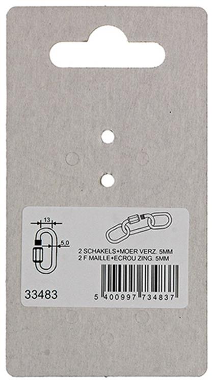 Mack 1008453 - 2 loze schakels + moer 5mm verzinkt | 10 stuks