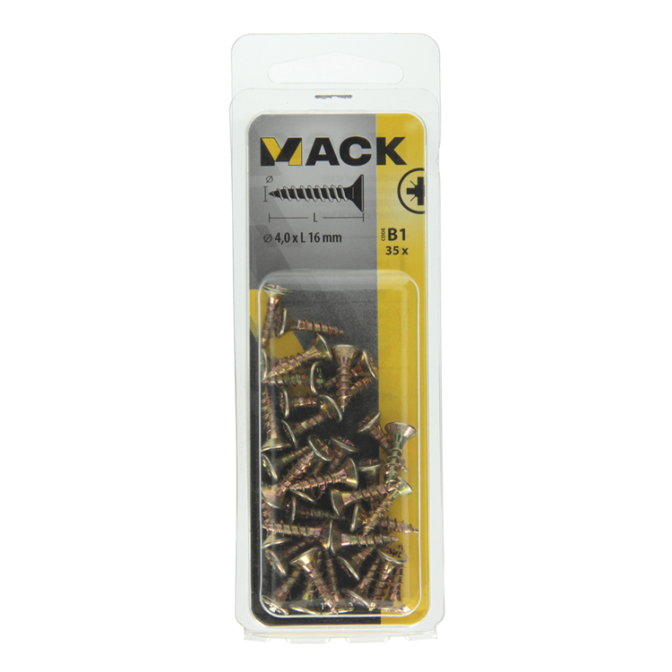 Mack 1017230 - spaanplaatschroef vz kop geelverz.35 st 4,0 x 16 mm | 10 stuks
