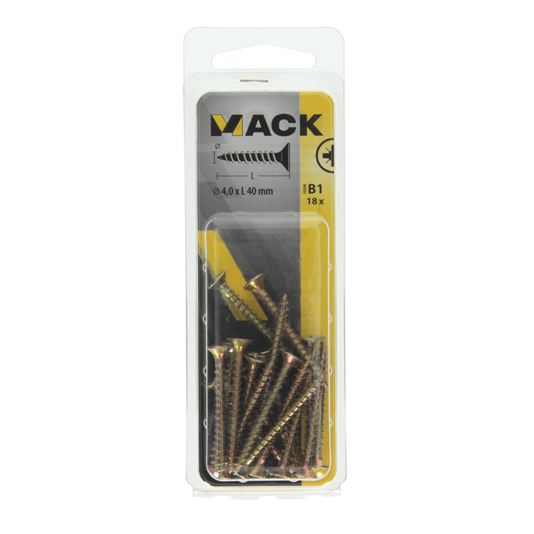 Mack 1017235 - spaanplaatschroef vz kop geelverz.18 st 4,0 x 40 mm | 10 stuks