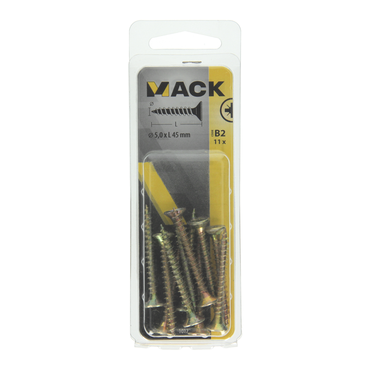 Mack 1017256 - spaanplaatschroef vz kop geelverz.11 st 5,0 x 45 mm | 10 stuks