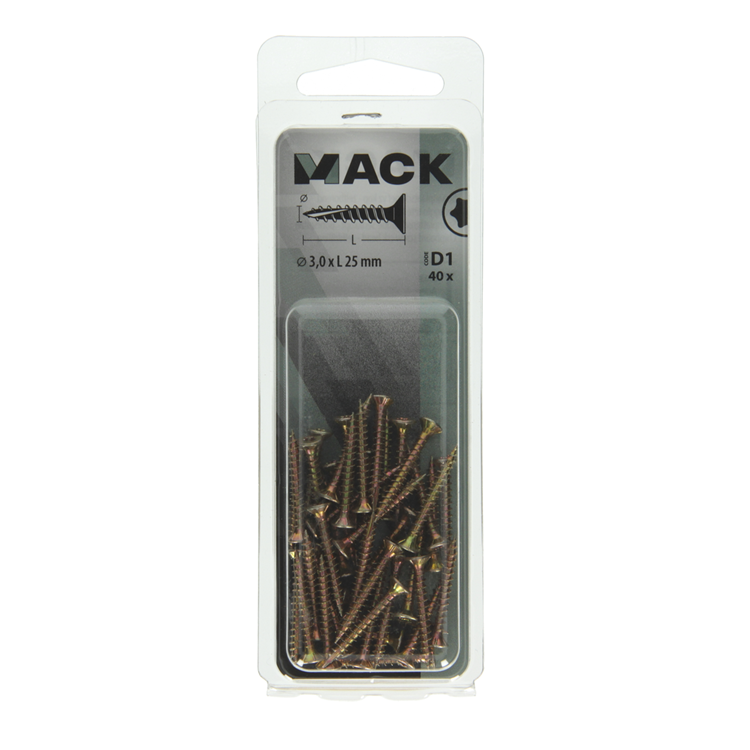 Mack 1017283 - spaanplschr.vzkop-zelfb. geelverz. 40 st 3,0 x 25 mm | 10 stuks