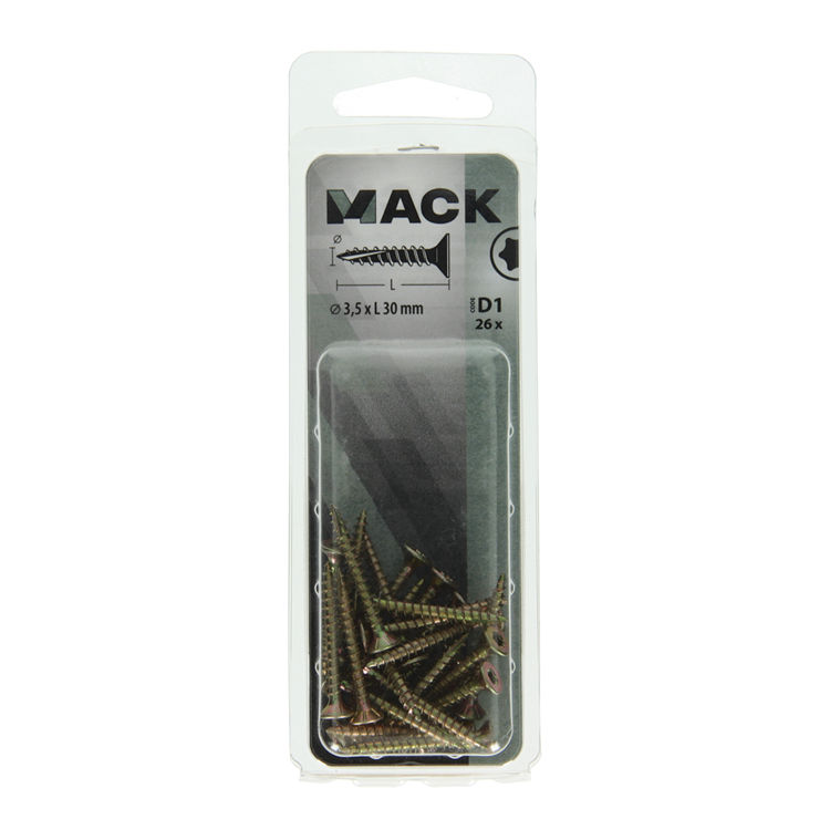 Mack 1017288 - spaanplschr.vzkop-zelfb. geelverz. 26 st 3,5 x 30 mm | 10 stuks
