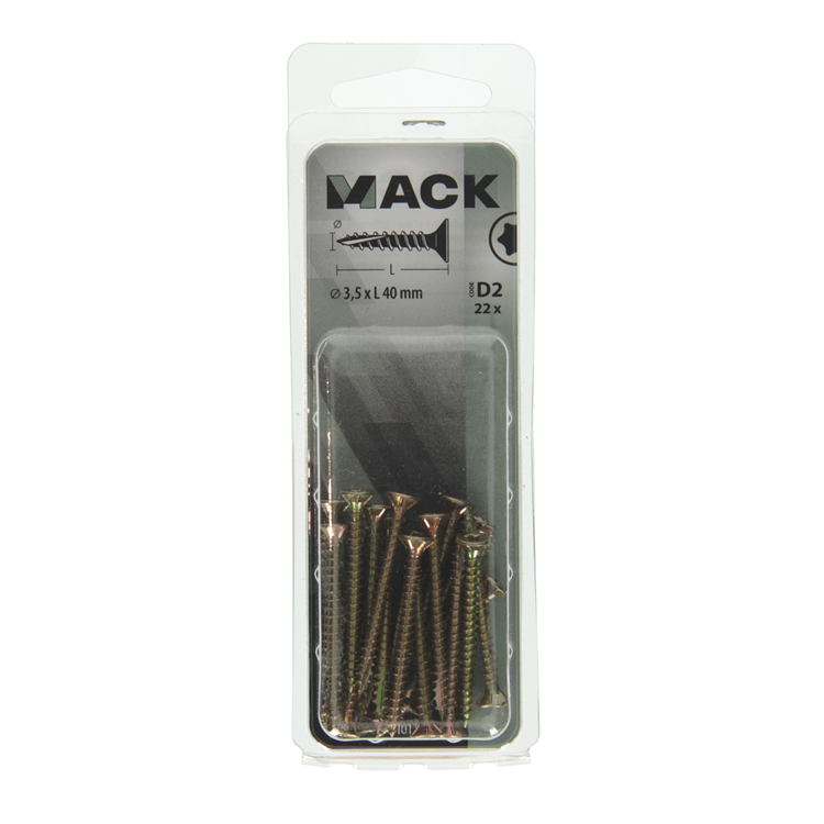 Mack 1017290 - spaanplschr.vzkop-zelfb. geelverz .22 st 3,5 x 40 mm | 10 stuks