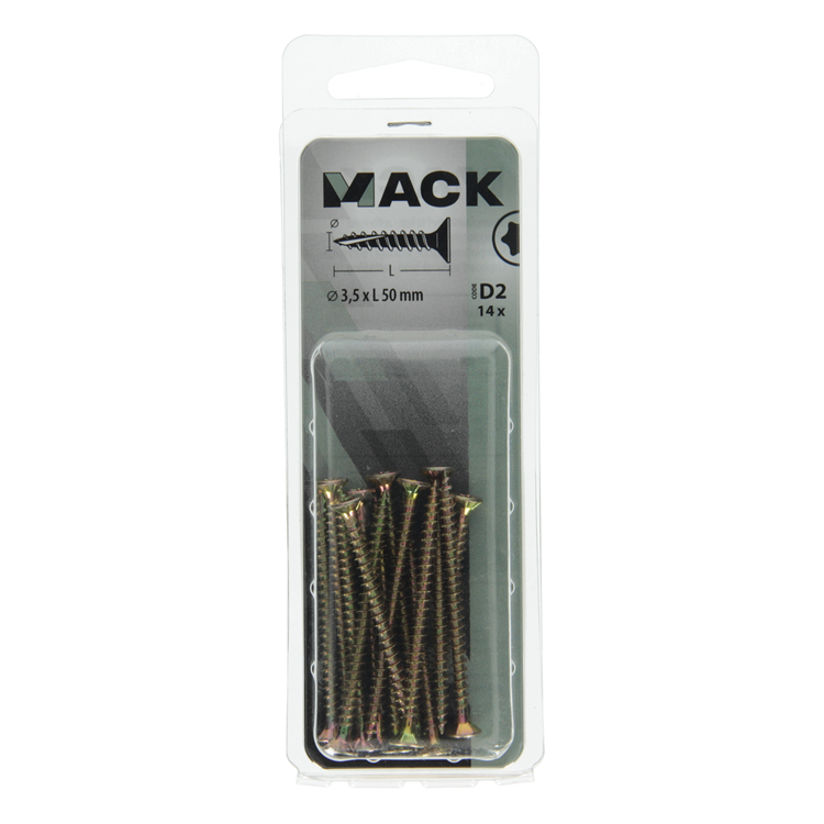 Mack 1017291 - spaanplschr.vzkop-zelfb. geelverz. 14 st 3,5 x 50 mm | 10 stuks