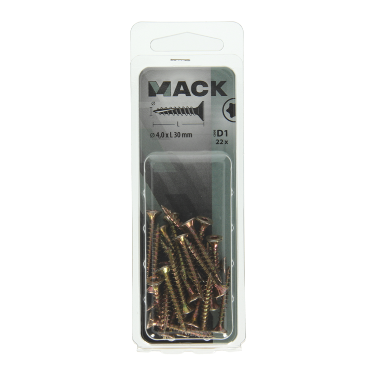 Mack 1017295 - spaanplschr.vzkop-zelfb. geelverz. 22 st 4,0 x 30 mm | 10 stuks