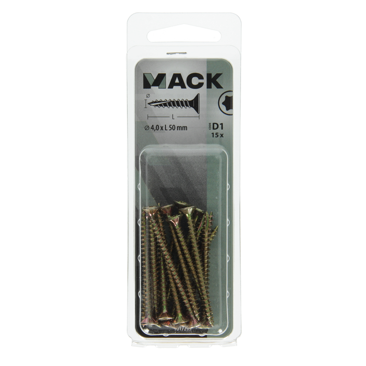 Mack 1017299 - spaanplschr.vzkop-zelfb. geelverz. 15 st 4,0 x 50 mm | 10 stuks
