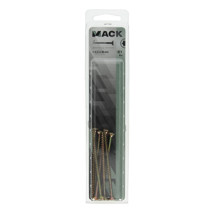 Mack 1017310 - spaanplschr.vzkop-zelfb. geelverz. 8 st 4,5 x 80 mm | 5 stuks