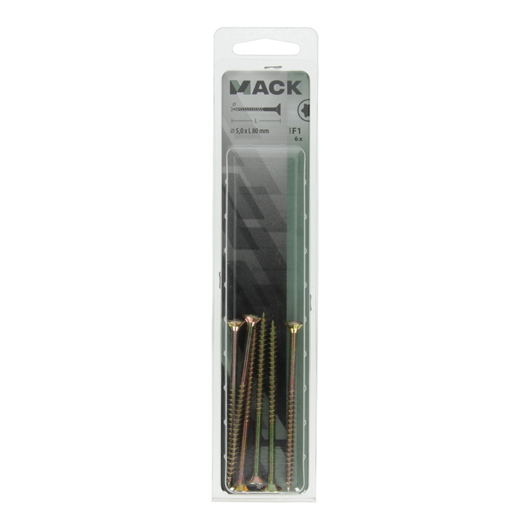 Mack 1017316 - spaanplschr.vzkop-zelfb. geelverz. 6 st 5,0 x 80 mm | 5 stuks