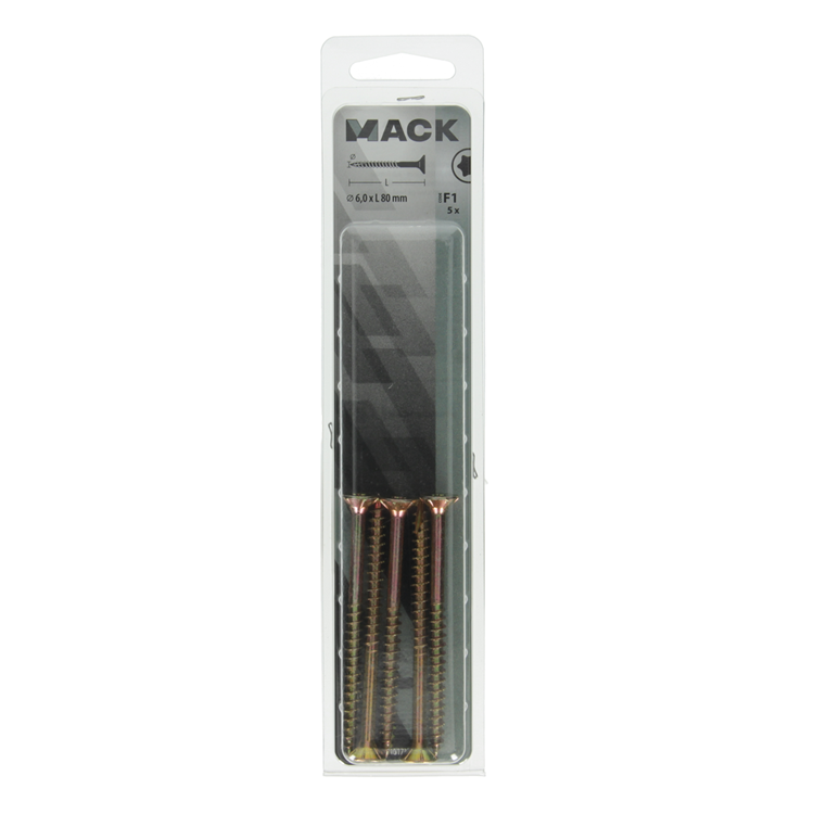 Mack 1017320 - spaanplschr.vzkop-zelfb. geelverz. 5 st 6,0 x 80 mm | 5 stuks