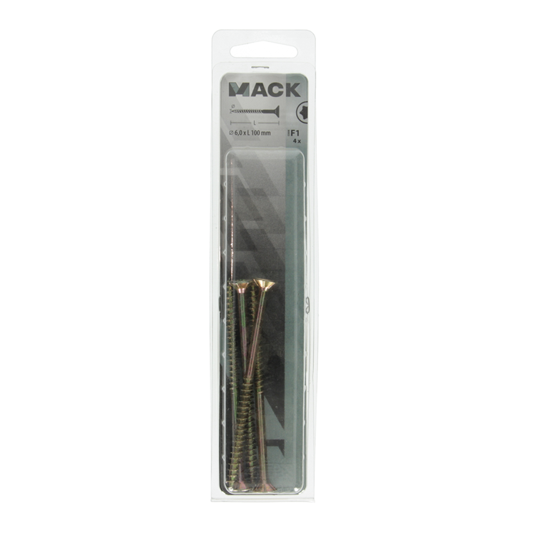 Mack 1017321 - spaanplschr.vzkop-zelfb. geelverz. 4 st 6,0 x 100 mm | 5 stuks