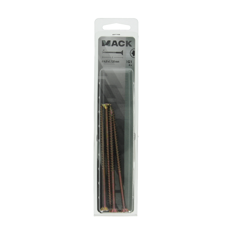 Mack 1017322 - spaanplschr.vzkop-zelfb. geelverz. 4 st 6,0 x 120 mm | 5 stuks