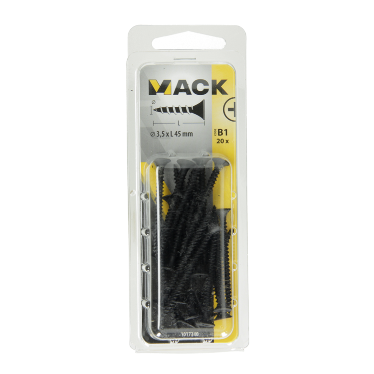 Mack 1017340 - gipsplaatschroef zwart gefosf. 20 st 3,5 x 45 mm | 5 stuks
