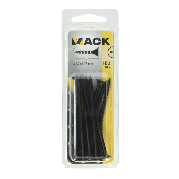 Mack 1017343 - gipsplaatschroef zwart gefosf. 10 st 4,2 x 75 mm | 10 stuks