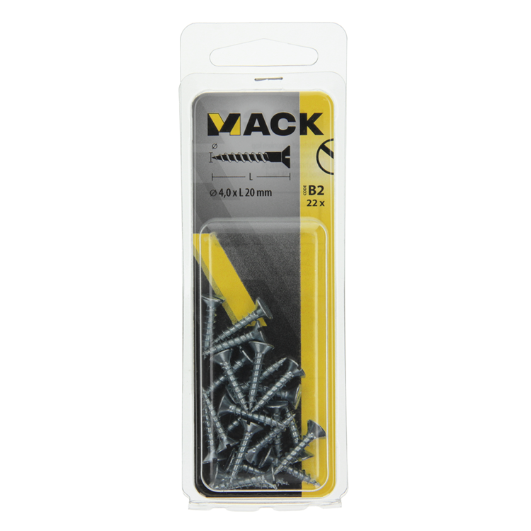 Mack 1017353 - houtschroef verzonken kop verz22 st 4,0 x 20 mm | 10 stuks
