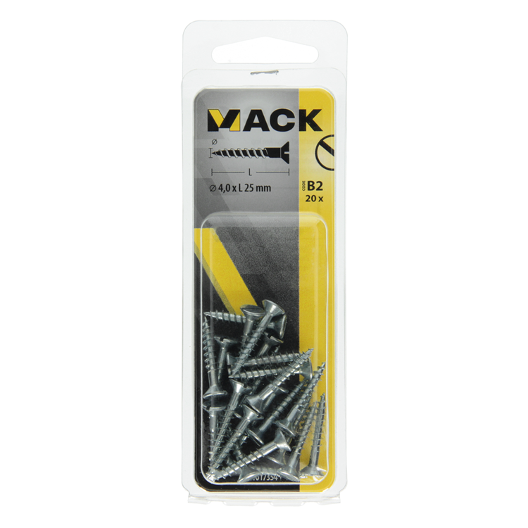 Mack 1017354 - houtschroef verzonken kop verz20 st 4,0 x 25 mm | 10 stuks