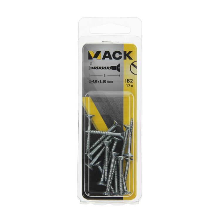 Mack 1017355 - houtschroef verzonken kop verz17 st 4,0 x 30 mm | 10 stuks