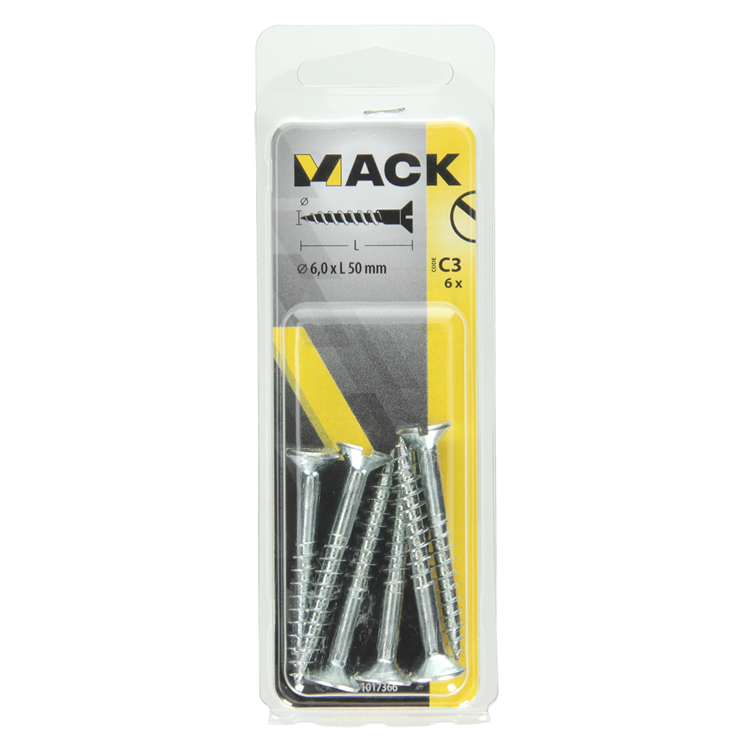 Mack 1017366 - houtschroef verzonken kop verz6 st 6,0 x 50 mm | 10 stuks