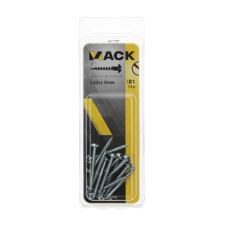 Mack 1017374 - houtschroef bolkop staal verzinkt 12 st 4,0 x 30 mm | 10 stuks